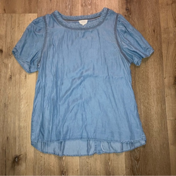 Perch by Blu Pepper Blue chambray Relaxed Blouse Size 2XL | Boho Beach Vacation - Picture 4 of 12